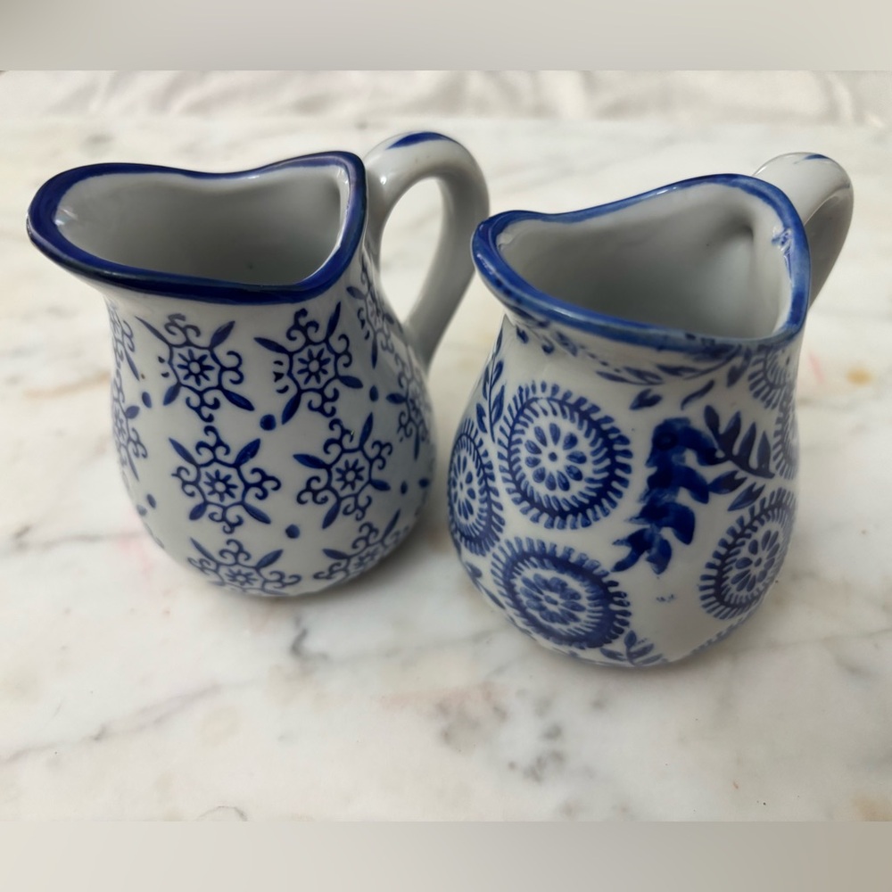 Blue and White Ceramic Pitchers